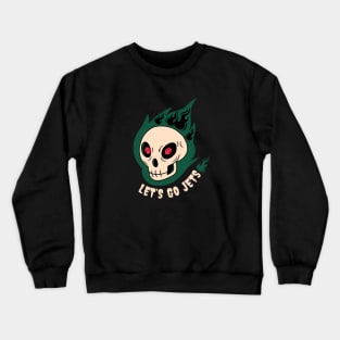 Skull with burning football eyes.  Let's go Jets! Crewneck Sweatshirt